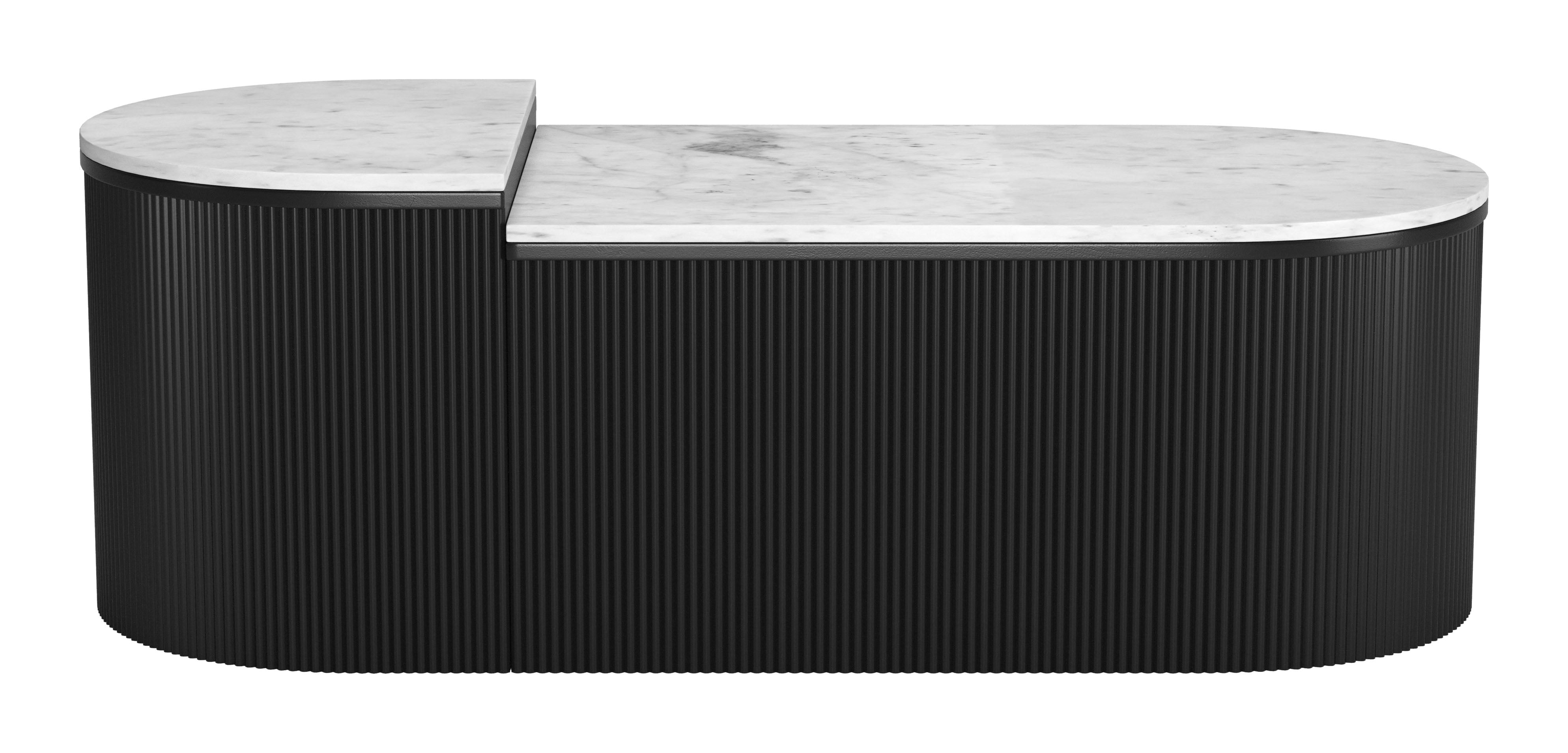 Doha Black and White Marble Top 2-Piece Coffee Table Set