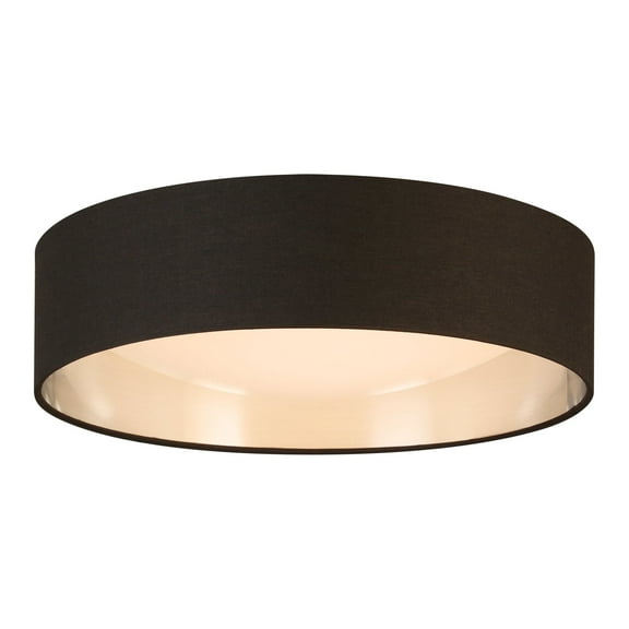 Orme - 16" LED Flush Mount Ceiling Lighting - Black Exterior/Gold Interior Fabric Shade with Acrylic Diffuser