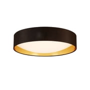Orme - 20" LED Flush Mount Ceiling Lighting - Black Exterior/Gold Interior Fabric Shade with Acrylic Diffuser