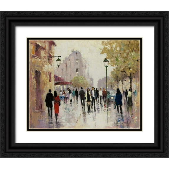 Orme, E. Anthony 14x12 Black Ornate Wood Framed with Double Matting Museum Art Print Titled - Paris Afternoon I