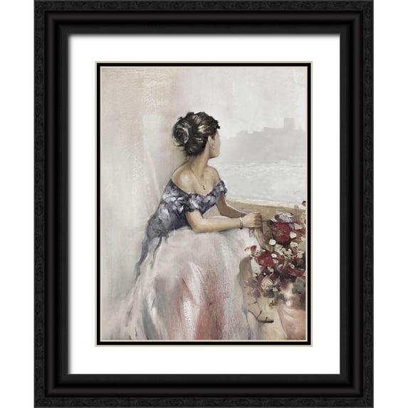 Orme, E. Anthony 15x18 Black Ornate Wood Framed with Double Matting Museum Art Print Titled - Romantic Soft Window