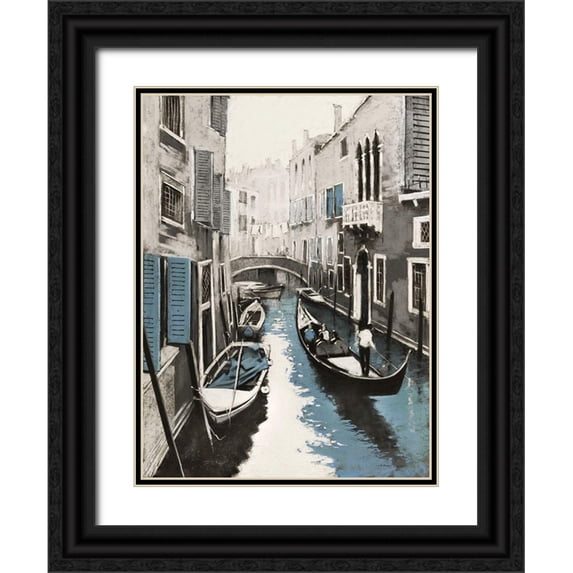 Orme, E. Anthony 19x24 Black Ornate Wood Framed with Double Matting Museum Art Print Titled - Venice II
