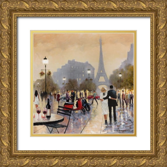 Orme, E. Anthony 20x20 Gold Ornate Wood Framed with Double Matting Museum Art Print Titled - Paris Twilight
