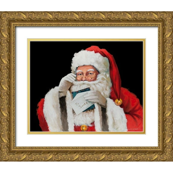 Orme, E. Anthony 32x26 Gold Ornate Wood Framed with Double Matting Museum Art Print Titled - Letter to Santa