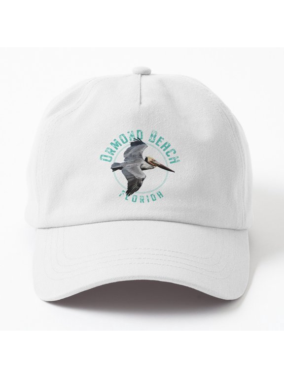 Ormond Beach Pelican Baseball Cap, Coastal Graphic Design