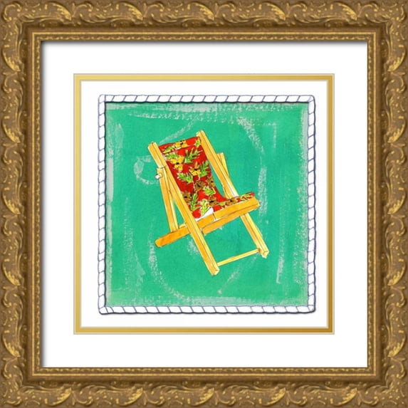 Ormsby, Anne 12x12 Gold Ornate Wood Framed with Double Matting Museum Art Print Titled - Beach Chair