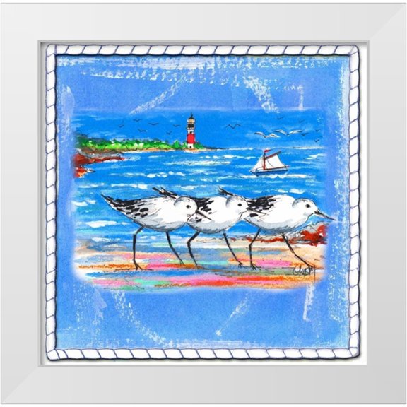Ormsby, Anne 12x12 White Modern Wood Framed Museum Art Print Titled - Beach-Front-Shore Birds