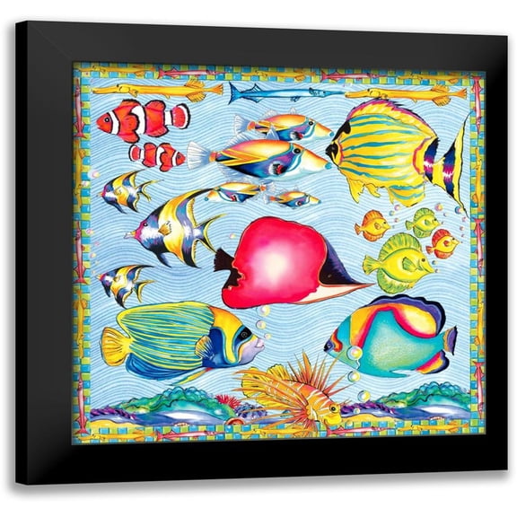 Ormsby, Anne 15x15 Black Modern Framed Museum Art Print Titled - Fish Pattern