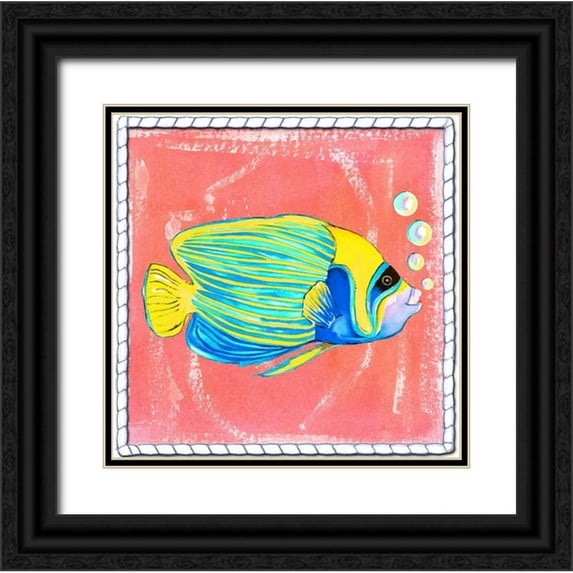 Ormsby, Anne 15x15 Black Ornate Wood Framed with Double Matting Museum Art Print Titled - Beach Front Fish