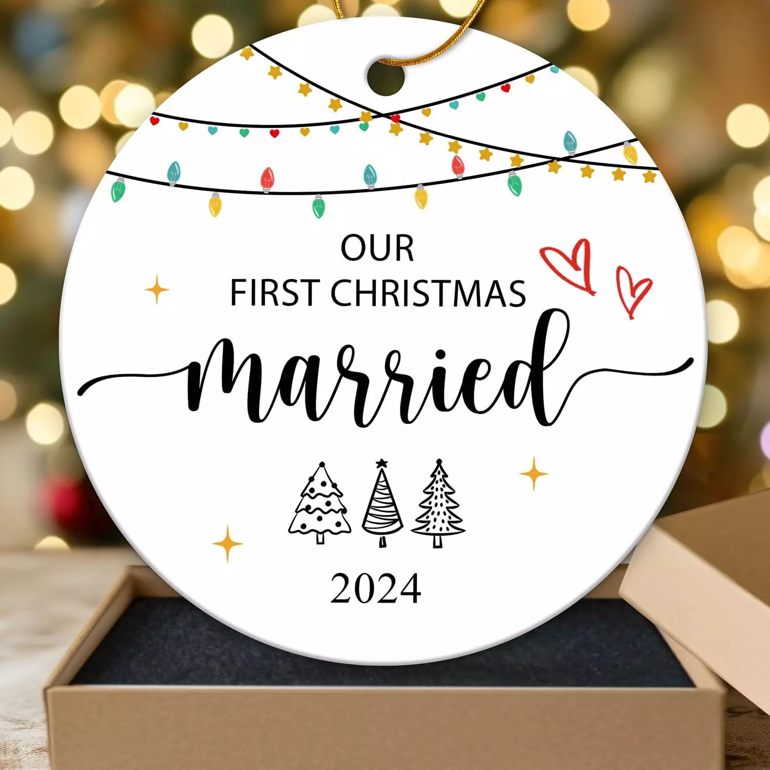 OrnaVibe First Christmas Married Ornament 2024 Wedding Gifts For