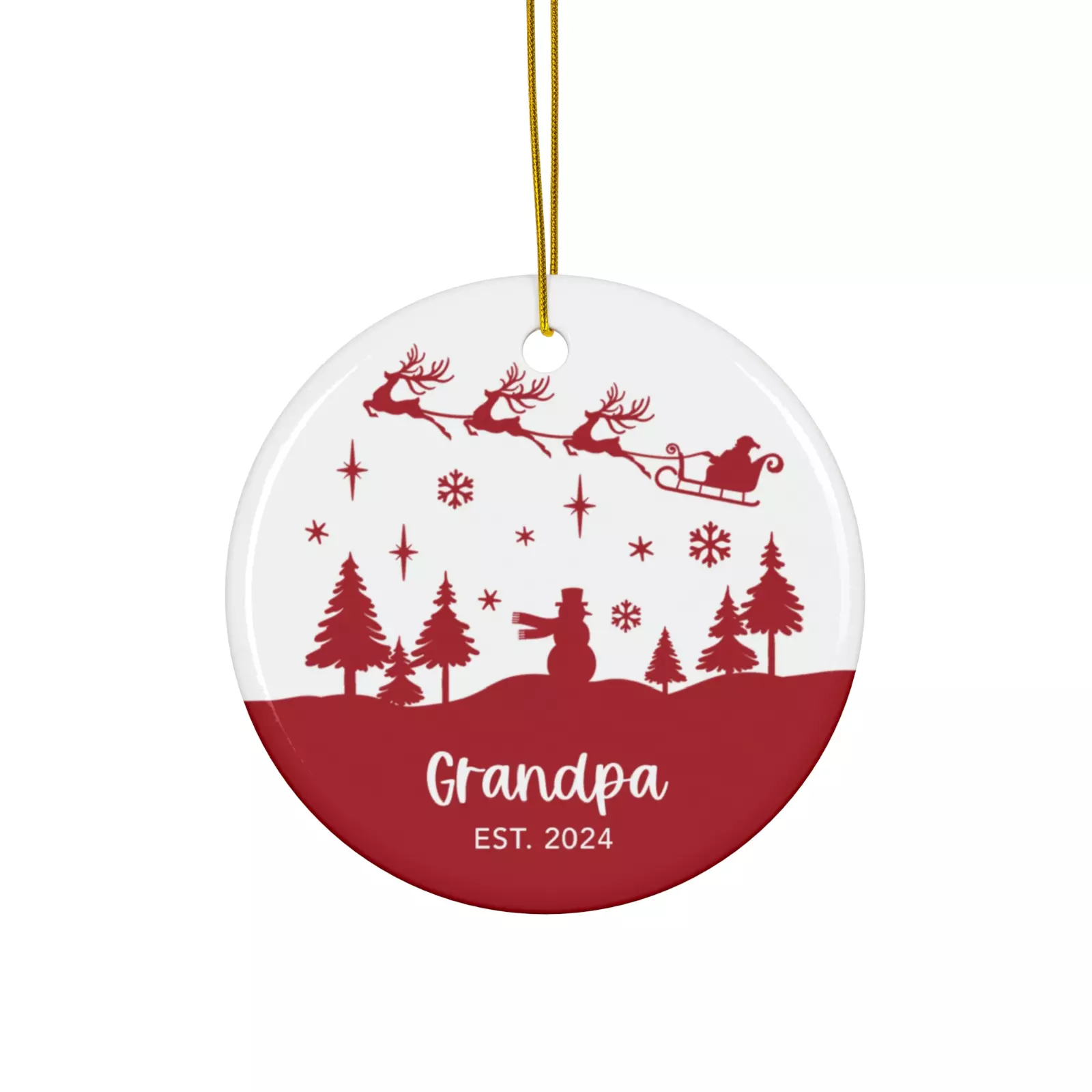 OrnaVibeChristmas Holiday Ornament Ceramic, Grandpa EST. 2024 on Winter ...