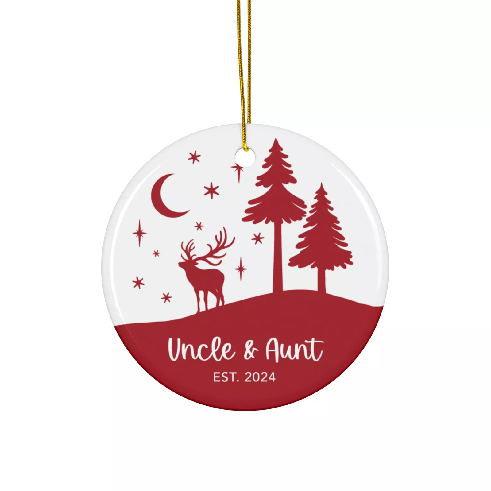 OrnaVibeChristmas Ornament Ceramic, Uncle & Aunt EST. 2024 on Winter ...