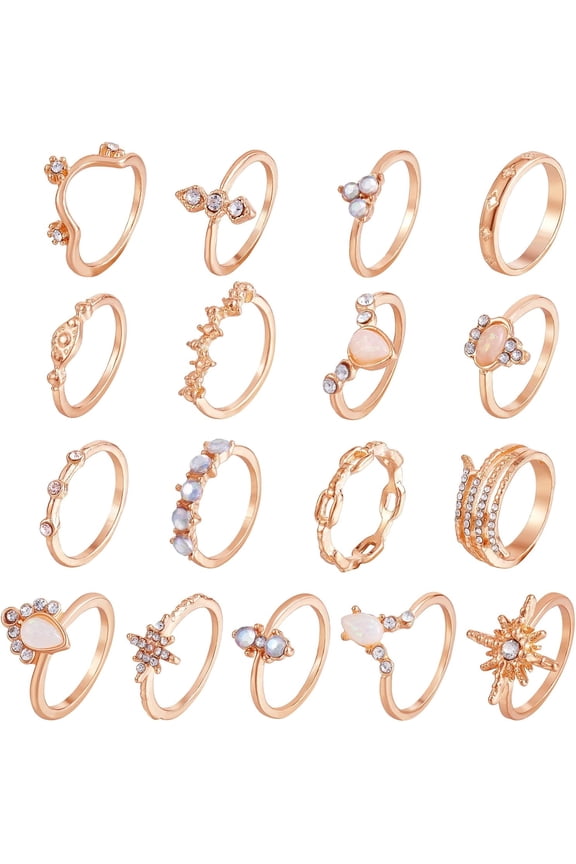 Ornaland 17 Pcs Knuckle Rings for Women Knuckle Rings Set for Women Stackable Rings Sets Bohemian Retro Vintage Joint Finger Rings Set Jewelry Gifts Golden