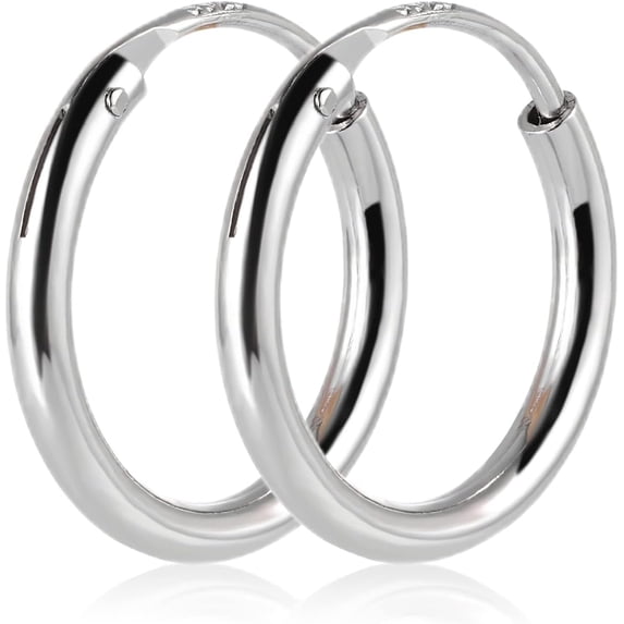 Ornaland 925 Sterling Silver Hoop Earrings Endless Unisex Small Hoop Earrings 10mm Gold Plating Cartilage Huggie Hoop Earrings for Women Men