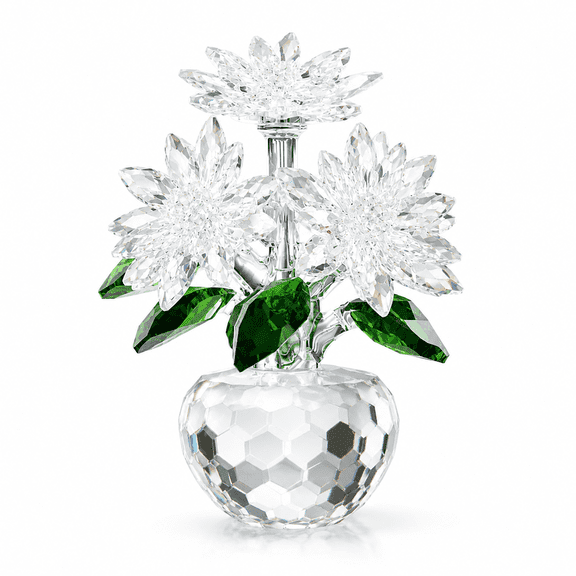 ABCISI Crystal Daisy Flower Figurine, Crystal Daisy Bouquet Floral Ornament, Beautiful Art Collectible Decor for Home Table Centerpiece, Gift for Friend Women Mom, White