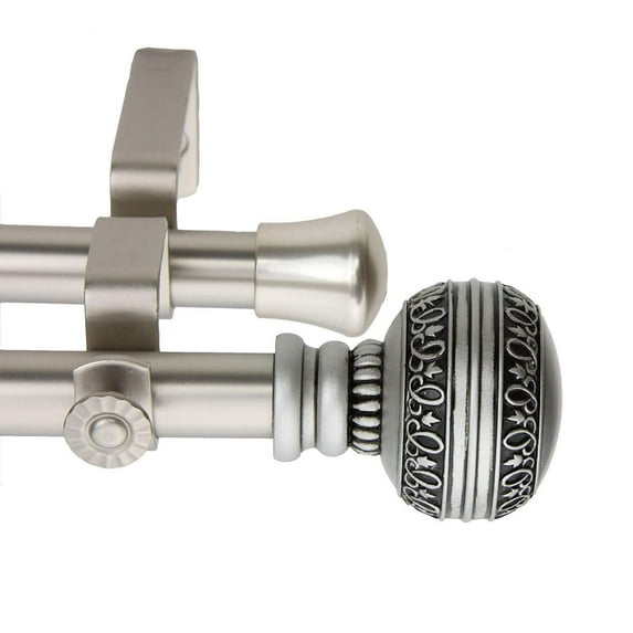 Ornament 13/16 inch Double Curtain Rod-Color:Antique Brass,Size:120-170"