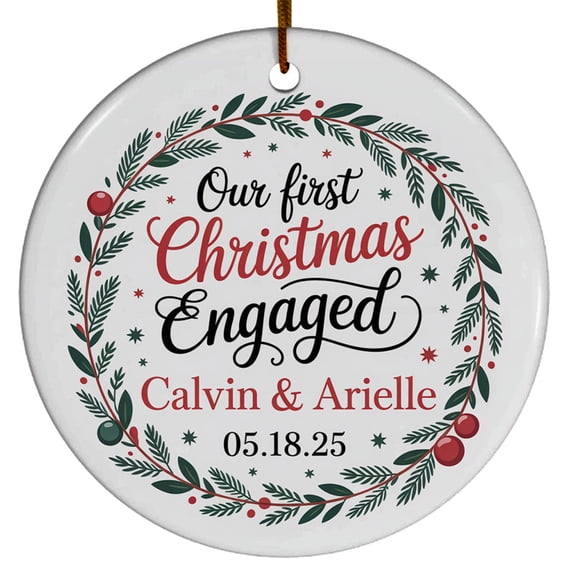 Ornament 1st Christmas Engaged Gifts for Couple Mr Mrs Wedding Engagement Dating Anniversary, Our First Christmas Engaged Ornament 2025