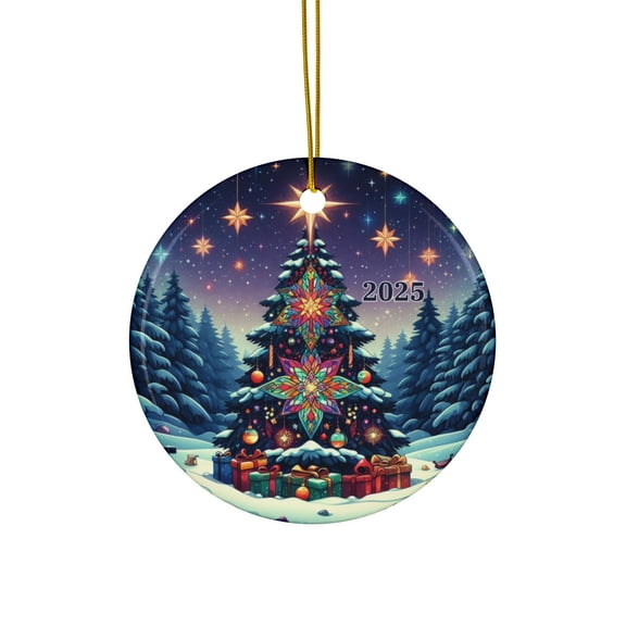 Ornament 2025 Holiday Ornament, Cerami Holiday Tree Ornament, Dated Holiday Gift, 1PC