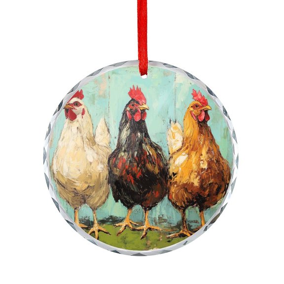 Ornament 3 Chickens Christmas Ornaments 2025 Chicken Lover Gifts Hanging Ornaments Xmas Tree Decor for Family Friends Lovers