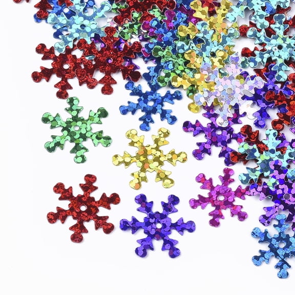 Ornament Accessories PVC Plastic Paillette/Sequins Beads Double Face Laser Bright Flake Christmas Snowflake Mixed Color 13x13x0.4mm