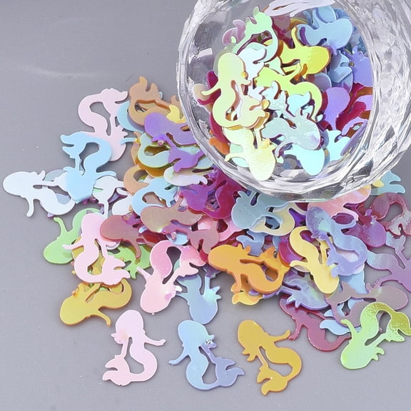 Ornament Accessories PVC Plastic Paillette/Sequins Beads No Hole/Undrilled Beads Mermaid Mixed Color 12x9.5x0.4mm about 650pcs/bag