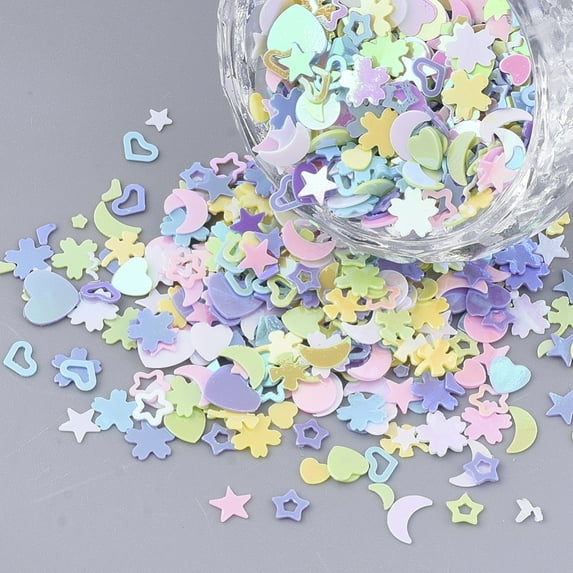 Ornament Accessories PVC Plastic Paillette/Sequins Beads No Hole/Undrilled Beads Mixed Shapes Mixed Color 1.5~6.5x1.5~8x0.4~0.7mm