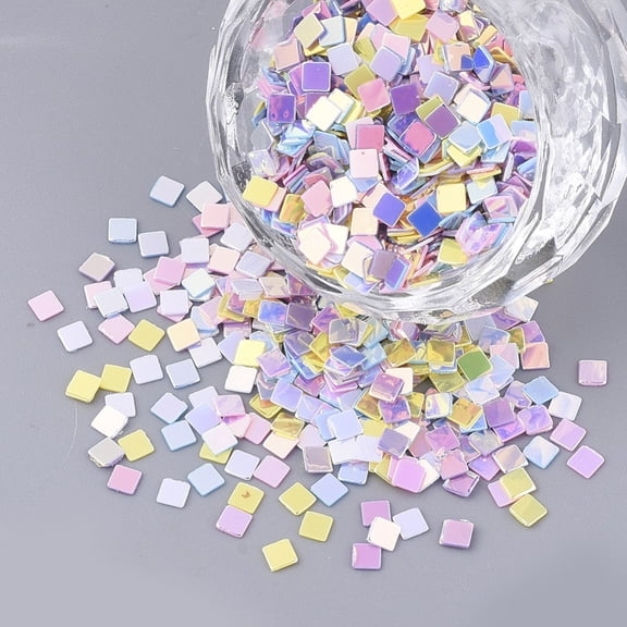 Ornament Accessories PVC Plastic Paillette/Sequins Beads No Hole/Undrilled Beads Square Mixed Color 4x3.5x0.4mm about 1200pcs/bag DIY