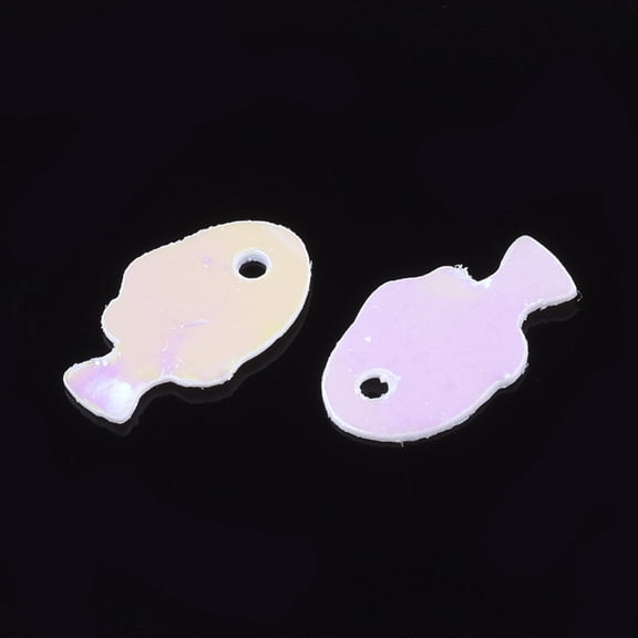 Ornament Accessories PVC Plastic Paillette/Sequins Charms Fish Plum 8x5x0.3mm Hole: 0.8mm about 25000pcs/500g