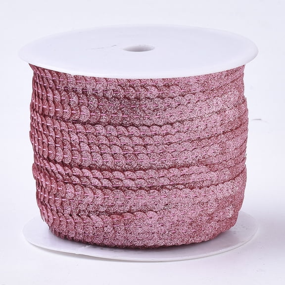 Ornament Accessories Plastic Paillette Bead Strands with Glitter Powder Sequins Trim Flat Round Hot Pink 6x0.3mm Hole: 1.2mm about 100yards/roll