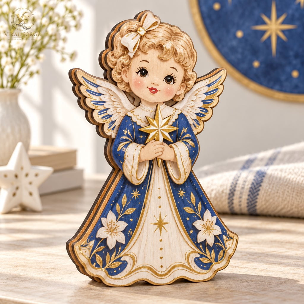 Ornament Angel Design Wooden Block 3 Layer Table Decor - Walmart.com