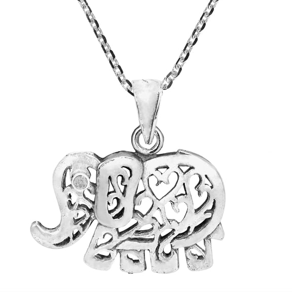 Ornament Artsy Elephant .925 Sterling Silver Necklace