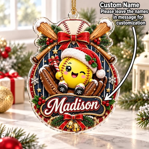 Ornament Baseball Santa Theme Acrylic Christmas Tree Decor - Walmart.com