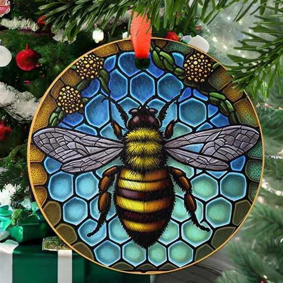 Ornament Bee Decor Pet Memorial Suncatcher Pollinator Sympathy Gift Engraved Insect Lovers Birthday Gift Wall Hanging Drone Sign, 2025, Holiday 2025, Seasonal Holiday Decor,