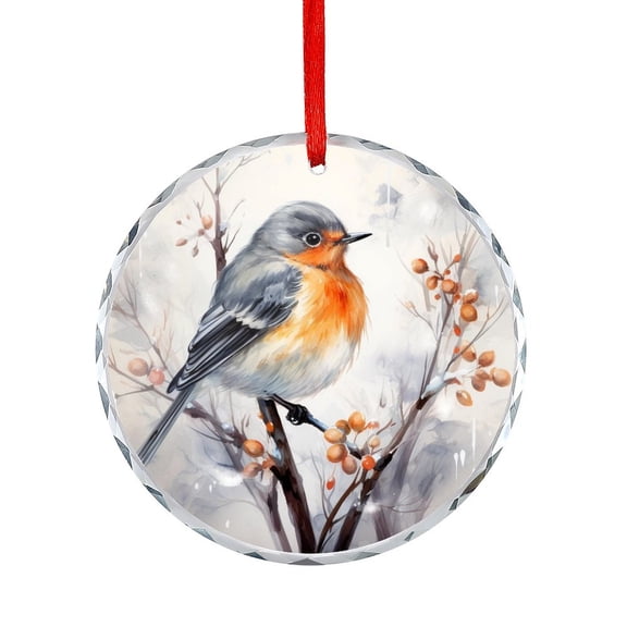 Ornament Birds on Branch Christmas Christmas Decorative Hanging Ornaments Merry Christmas Winter Watercolor Birds Snowflake Snowy Day Unique Gift Idea