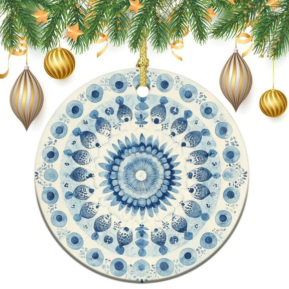 Ornament Blue And White Chinoiserie Floral 2024 Ornament Blue Floral Collectible Present Gift Xmas Tree Decoration Holiday Present