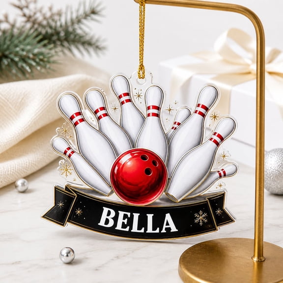 Ornament Bowling Ball and Pins Christmas Tree Hanging Holiday Gift