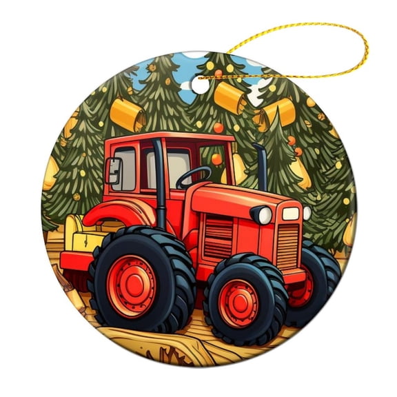 Ornament Car Trucks Vehicle Cartoon Kids Personalized Christmas Ornament Cartoon Farm Tractor Pattern for Christmas Tree Decoration Xmas Party Decorations Ornament Xmas Present