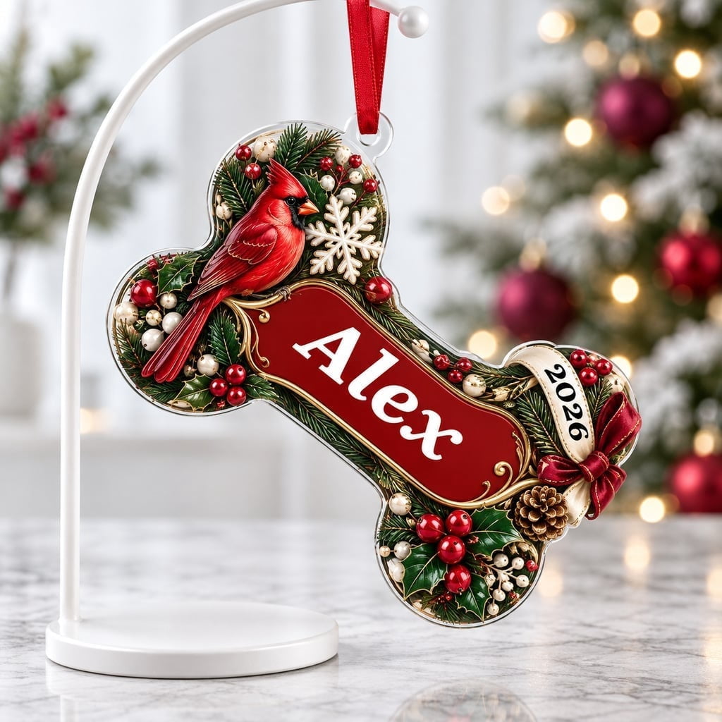 Ornament Cardinal Christmas Design Acrylic Tree Decor Holiday ...