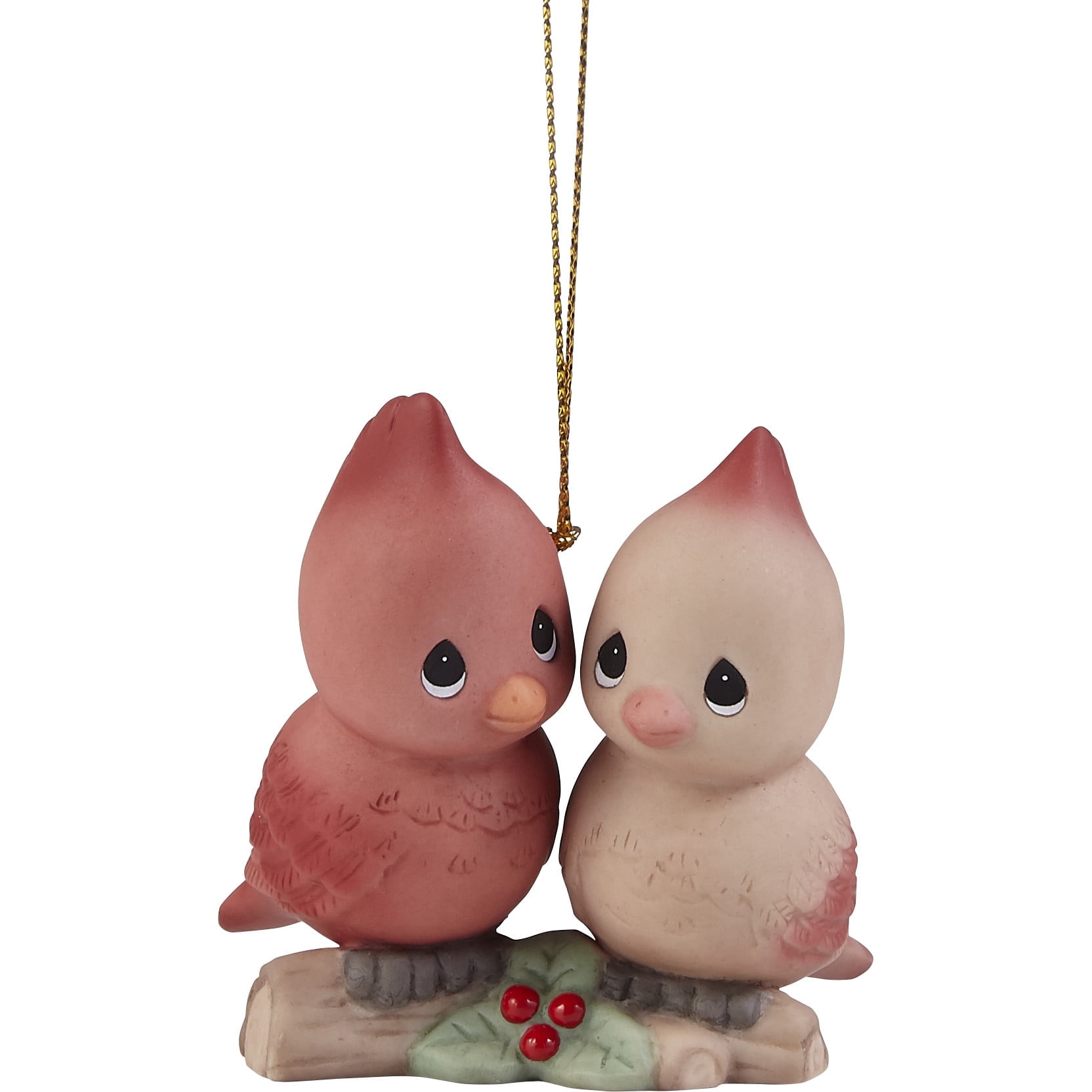 Hand-Painted Porcelain Cardinal Couple Christmas Ornament
