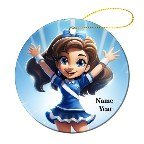 Ornament Cartoon Cheerleader with Blue Uniform Keepsake Ceramic Ornament Customized Sports Personalized Christmas Ornaments Xmas Gift