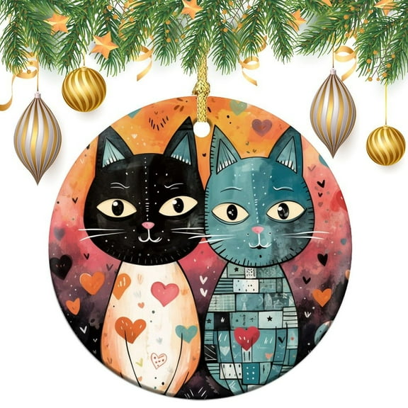 Ornament Cat Lovers Stocking Name Tags Cats In Love Cute Pets Christmas Home Office Tree Decorations Christmas Ornament for Family Sister Friend