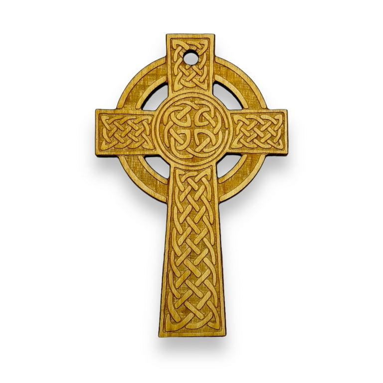 Ornament - Celtic Cross - Raw Wood 2x4in Ornament - Celtic Cross - Raw Wood 2x4in