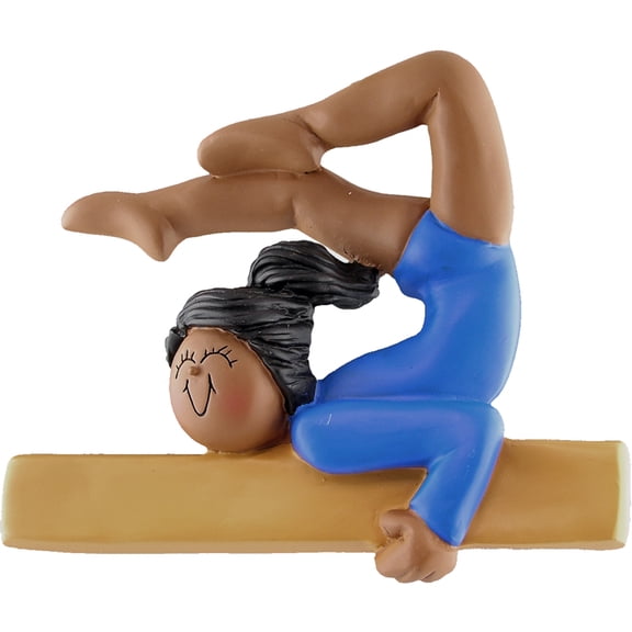 Gymnast Female African-American Personalized  Christmas Ornament DO-IT-YOURSELF