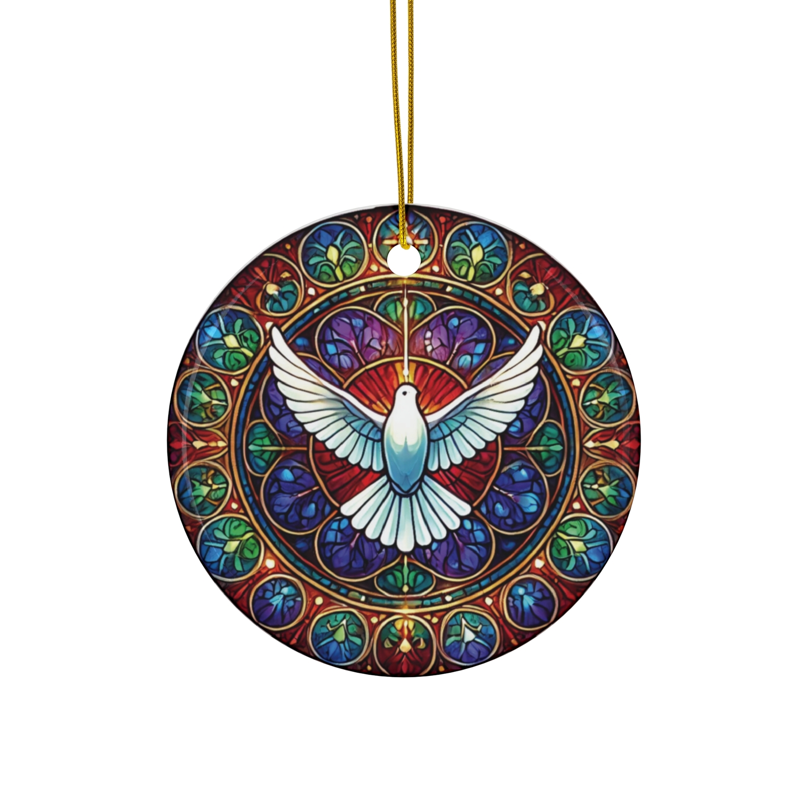 Ornament Ceramic Holiday Ornament - Stained Glass Dove of Peace Design ...