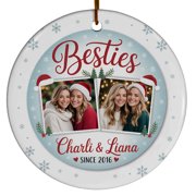 Ornament Choose Names Year & Photos Friends Keepsake, Bestie Since Christmas Ornament Tree, Customized Long Distance Friendship Christmas Ornament Gifts for BFF Bestie