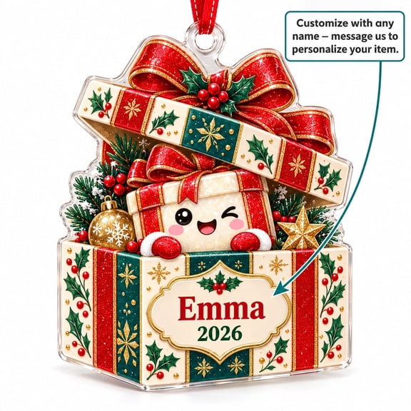 Ornament Christmas Gift Box Dumpling Acrylic for Holiday Decor