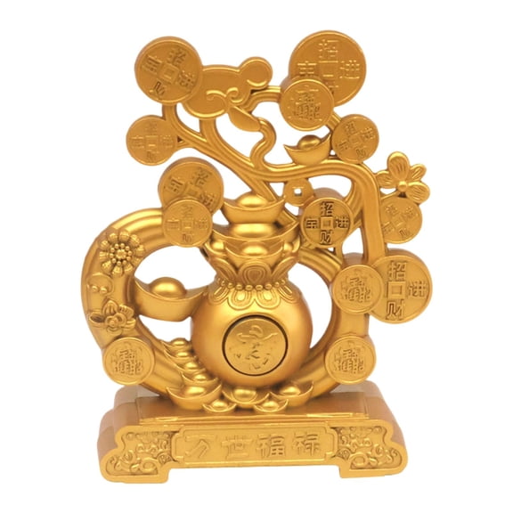 Ornament Collectible Sculpture Gourd Tree Statue Zinc Alloy Metal Rotatable for Home Office Living Room Decor