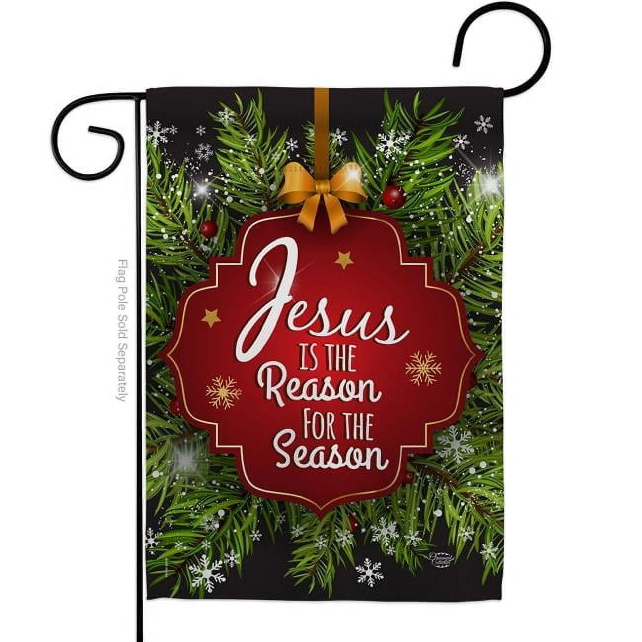 Ornament Collection  13 x 18.5 in. Jesus is the Reason Garden Flag with Winter Nativity Double-Sided Decorative Vertical Flags House Decoration Banner Yard Gift