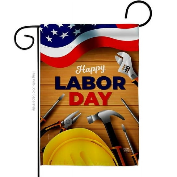 Ornament Collection 13 x 18.5 in. Labor Day American Star & Stripes Vertical Garden Flag with Double-Sided House Decoration Banner Yard Gift