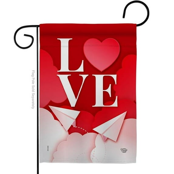 Ornament Collection 13 x 18.5 in. Paper Love Plane Garden Flag with Spring Valentines Double-Sided Decorative Vertical House Decoration Banner Yard Gift